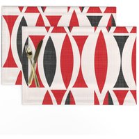 Schwarze Tischsets 2Er Set - Weiß Vintage Rot Geometrisch Kirsche Textur Muster Stoff Feld in Kirschrot Von Chicca_Besso Schwarze Tischsets 2Er Set - Weiß Vintage Rot Geometrisch Kirsche Textur Muster Stoff Feld in Kirschrot Von Chicca_Besso von SpoonflowerHome