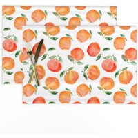 Sommer Obst Tischsets | 2Er Set - Aquarell Orangen Größere Von Katerinaizotova Zitrus Stoff Spoonflower von SpoonflowerHome