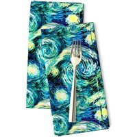 Starry Night Dinner Servietten 2Er Set - Celestial Time Van Gogh Teal Swirl Star Sky Stoffservietten By Bohobear von SpoonflowerHome