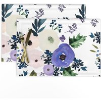 Violette Blumen Tischsets | 2Er Set - Blooming Lilac Florals Von Shopcabin Aquarell Garten Frühlingsblüten Stoff Spoonflower von SpoonflowerHome