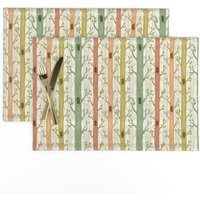 Wald Platzsets 2Er Set - Kinderzimmer Frühling Natur Bäume Kind Spielzimmer Stoff Tischsets Spring Forest By Yulia von SpoonflowerHome