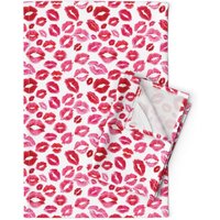 Wasserfarben Küsse Geschirrtücher | 2Er Set - Love Lips Rot Von Hipkiddesigns Valentinstag Girly Leinen Baumwolle Spoonflower von SpoonflowerHome