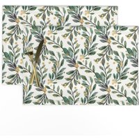 Weihnachts Tischsets | 2Er Set - Mistelzweig Salbei Und Goldbeeren Von Crystal_Walen Winter Blumen Weihnachten Stoff Spoonflower von SpoonflowerHome