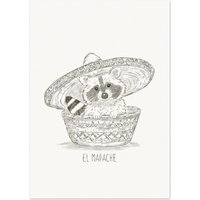 Fine Art Print - Schlurpi Der Waschbär Auf Spanisch "El Mapache" | 5x7" | 12, 7x17, 8 cm Bleistiftzeichnung Ungerahmt von SpoonfulArtistic