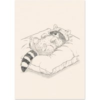 Gemütlicher Waschbär Kunstdruck - 5x7" | 13x18 cm Bleistiftzeichnung Ungerahmter Fine Art Print Für Waschbär-Fans von SpoonfulArtistic