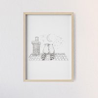 Romantic Raccoons Stargazing | Exclusive Fine Art Print A4 Matte Framed Poster Schlurpi The Raccoon Sketch Illustration Us Shipping Romantic Raccoons Stargazing | Exclusive Fine Art Print A4 Matte Framed Poster Schlurpi The Raccoon Sketch Illustration Us Shipping von SpoonfulArtistic