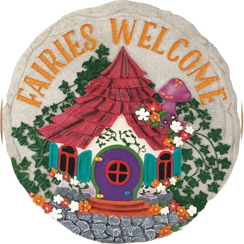 Spoontiques Gartendekoration, „Fairies Welcome “-Trittstein, dekorativer Stein für den Garten von Spoontiques
