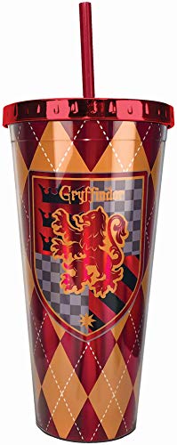 Spoontiques Gryffindor Folienbecher mit Strohhalm, 1 Stück (1 Stück) von Spoontiques