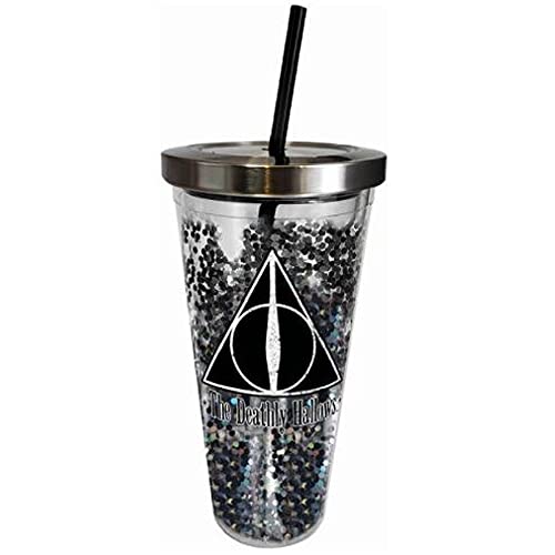 Spoontiques Harry Potter Glitzer-Becher mit Strohhalm, 590 ml von Spoontiques