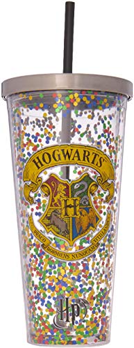 Spoontiques Hogwarts Glitzerbecher mit Strohhalm, 590 ml von Spoontiques