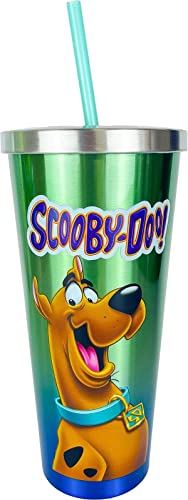 Spoontiques Scooby Doo Edelstahlbecher mit Strohhalm – Edelstahl-Trinkglas – 680 ml von Spoontiques