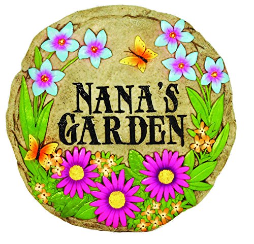 Spoontiques, Garten-Dekor, Trittstein mit Motiv: Nana's Garden, Dekostein für Garten, Harz von Spoontiques