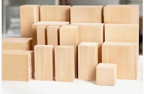 14 Stück Lindenholz zum Schnitzen: Schnitzholz 3 Größen Schnitzblöcke, Holzblöcke zum Basteln, Holzklötzchen Schnitz-Kit, Linde Holzschnitzen, Holzschnitzerei-Set für Anfänger und Profis von Sporgo