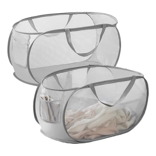 2 Stück 75L Wäschekorb Faltbar: 36*36*58cm Pop Up Laundry Baskets Wäschekorb mit Henkel, Pop Up Wäschekorb Wäschekorb Gittergewebe Wäschesammler für College Dorm Wäschekammer (horizontaler Abschnitt) von Sporgo