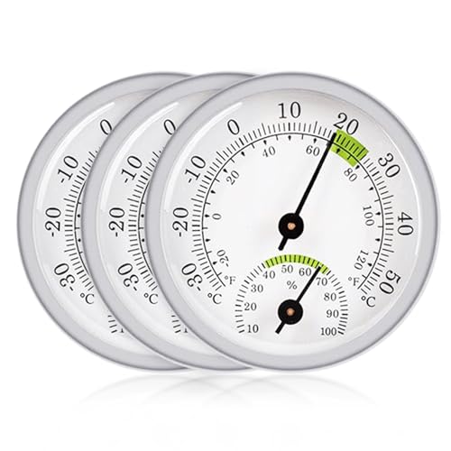 3 Stück Hygrometer Thermometer:2in1 Präzisions Thermo-Hygrometer Luftfeuchtigkeitsmesser Innen mit Farbigen, Komfortzonen Hygrometer Analog Zimmerthermometer zur Innen und Außen Raumklimakontrolle (A) von Sporgo