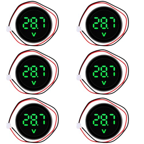 6 Stück Digital Voltmeter DC 5-100V: Drähte Spannungsmesser 3-Digit LED Anzeige mit Anti -Konnection, Spannungsanzeige für Auto Motorrad LKW Boot Marine(Grün) von Sporgo