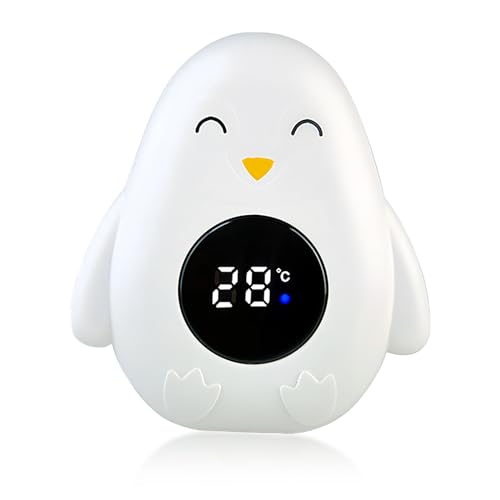 Badethermometer Mit LED-Warnlampe: Baby Badewanne Thermometer Mit Digitaler Messfunktion, Wasserthermometer Zum Messen Der Wassertemperatur (Pinguin) von Sporgo