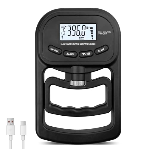 Digitaler Handkraftmessgerät: 396lb/180Kg Hand Dynamometer, Elektronische Griffkraft Messgerät, LED Display Grip Strength Trainer mit USB-Ladekabel, Intelligent Einfühlsam Griffkraftmessgerät Digitaler Handkraftmessgerät: 396lb/180Kg Hand Dynamometer, Elektronische Griffkraft Messgerät, LED Display Grip Strength Trainer mit USB-Ladekabel, Intelligent Einfühlsam Griffkraftmessgerät von Sporgo