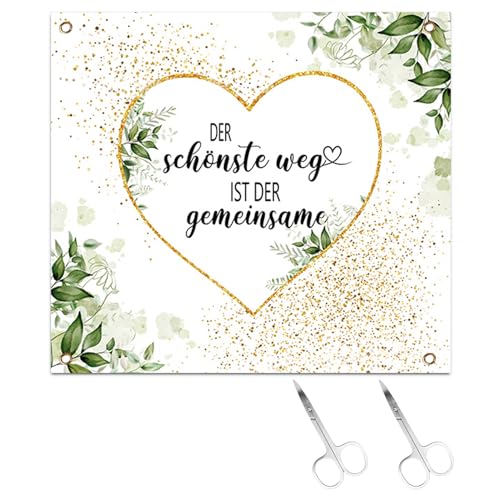 Hochzeitsherz zum Ausschneide: 200x180cm Hochzeitslaken mit 2 Scheren und 10 m Band, Hochzeitsspiel Hochzeitsgeschenke für Das Brautpaar, Standesamt Überraschung Bettlaken Geschenk zur Hochzeit (Grün) von Sporgo