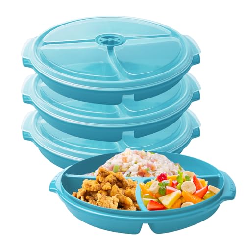 Set 3 Mikrowellen Teller: Mikrowellengeschirr mit Deckel Mikrowellenteller BPA-frei Wiederverwendbar, Mikrowellenfeste Frischhaltedose mit 3 Fach Aufteilung Deckel zum Erhitzen Einfrieren-Blaugrün Set 3 Mikrowellen Teller: Mikrowellengeschirr mit Deckel Mikrowellenteller BPA-frei Wiederverwendbar, Mikrowellenfeste Frischhaltedose mit 3 Fach Aufteilung Deckel zum Erhitzen Einfrieren-Blaugrün von Sporgo