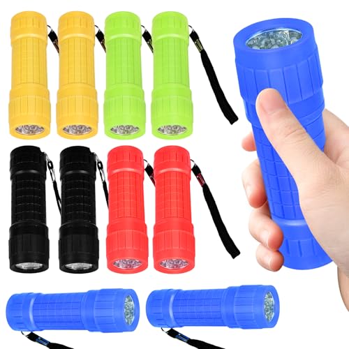 Sporgo 10 Stück Taschenlampe Kinder: Mini LED Taschenlampe Kleine Kinder Taschenlampe mit 9 LED, Handlampe mit Lanyard für Camping Outdoor Wandern Notfälle von Sporgo