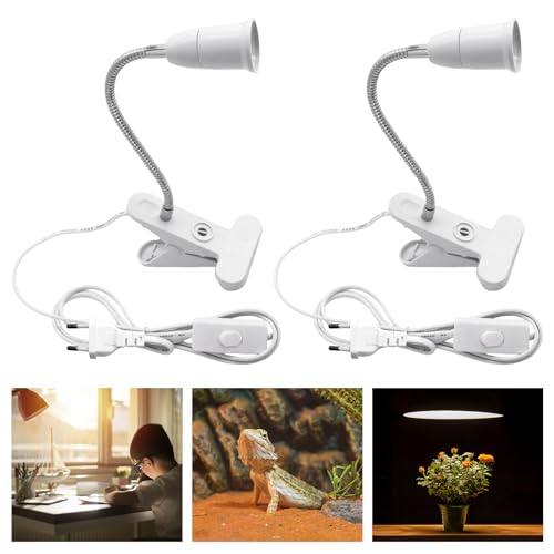 Sporgo 2 Stück E27 Klemmleuchte Lampenfassung mit Clip, Schreibtischlampe Klipp Lampensockel Halterung Tischlampe, 30 cm Flexibler Schwanenhals Klemmlampe Bett mit Schalter für Leselicht, Buchlampe Sporgo 2 Stück E27 Klemmleuchte Lampenfassung mit Clip, Schreibtischlampe Klipp Lampensockel Halterung Tischlampe, 30 cm Flexibler Schwanenhals Klemmlampe Bett mit Schalter für Leselicht, Buchlampe von Sporgo