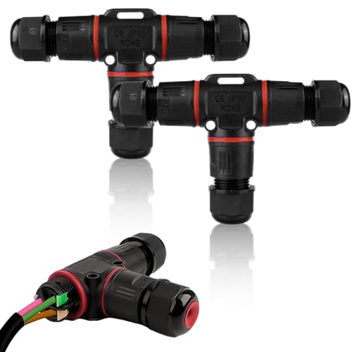 Sporgo 2 Stück Kabelverbinder: Wasserdicht IP68 T-Form Verbindungsbox, Verbindungsmuffe 3 Polig Kabelverbinder, Verteilerdose Klemmdose für Ø3-12 mm Kabeldurchmesser Sporgo 2 Stück Kabelverbinder: Wasserdicht IP68 T-Form Verbindungsbox, Verbindungsmuffe 3 Polig Kabelverbinder, Verteilerdose Klemmdose für Ø3-12 mm Kabeldurchmesser von Sporgo