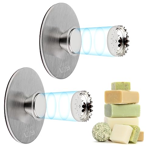 Sporgo 2 Stück Seifenhalter mit Magnet: Seifenhalter Magnet Ohne Bohren, Magnetischer Seifenhalter mit Saugnapf, Edelstahl Magnetseifenhalter für Waschbecken Dusche und Badewanne Küche von Sporgo