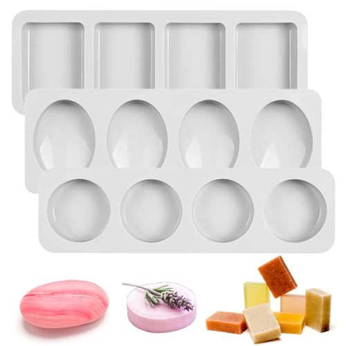 Sporgo 3 Stück Silikonform Seifenformen : 4 Cavities Seifenform Silikon Rechteckig Oval Silikonform, Seifen Formen zum Gießen für DIY Hausgemachte Handwerk, Leicht zu Entformen Sporgo 3 Stück Silikonform Seifenformen : 4 Cavities Seifenform Silikon Rechteckig Oval Silikonform, Seifen Formen zum Gießen für DIY Hausgemachte Handwerk, Leicht zu Entformen von Sporgo