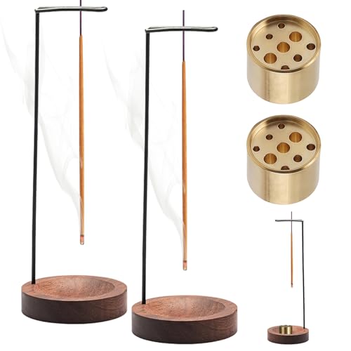 Sporgo 3-in-1 Räucherstäbchenhalter: 2 Stück Räucherstäbchen Halterung Holz Basis Incense Holder mit Kegel Spule und 9 Loch Räuchergefäß, Räucherkegel Halter für Yoga Meditation Home Office Decor von Sporgo