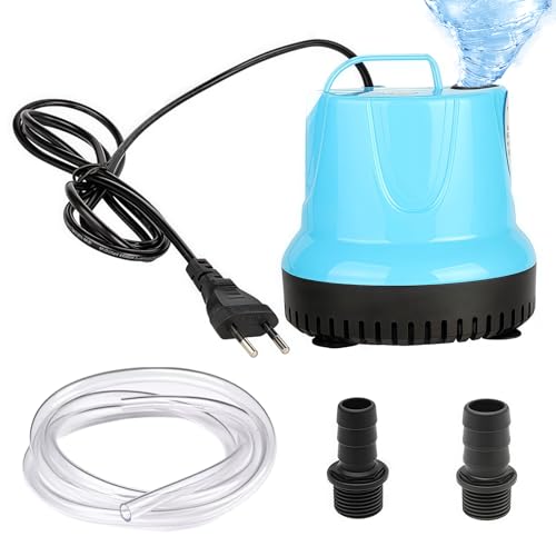 Sporgo 35W 1500L/H Mini Wasserpumpe: Ultra Leise Tauchpumpe Klein mit 3 Düse & 1,5 m Schlauch, Aquarium Pumpe Klein Springbrunnenpumpe für Aquarium, Garten, Brunnen, Teich(Blau) von Sporgo