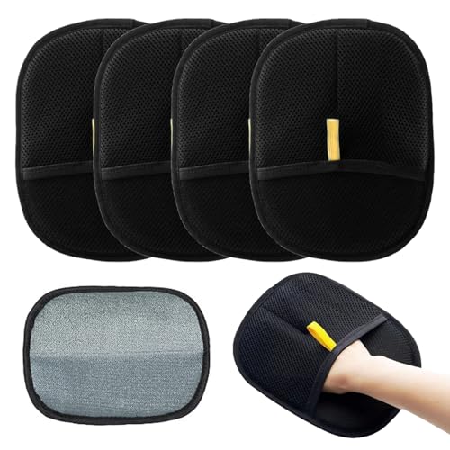Sporgo 4 Stück Pet Hair Remover Glove: Fell Magnet Handschuh Static Removal Gloves for Pet Hair, Wiederverwendbare Double Sided Pet Grooming Gloves, Katzen Hunde Fellmagnet Pflegehandschuhe von Sporgo