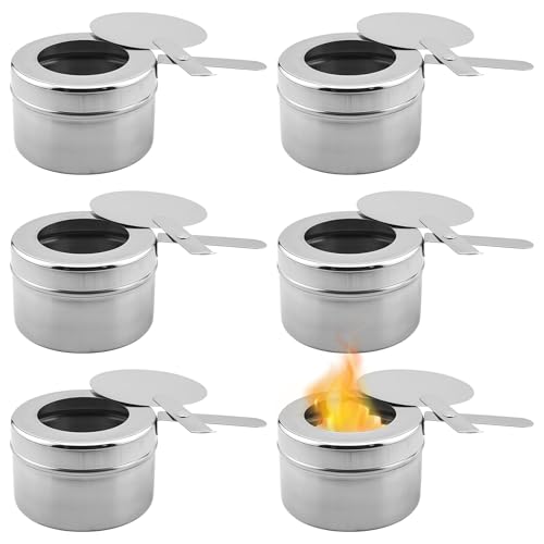 Sporgo 6 Stück Brennpastenbehälter: Brennpastenbehälter aus Edelstahl mit Deckel, Tragbarer Brennpastenbehälter Fondue Brenneraus Outdoor für Warmhaltebehälter, Buffet Zubehör, Fondue, Camping von Sporgo
