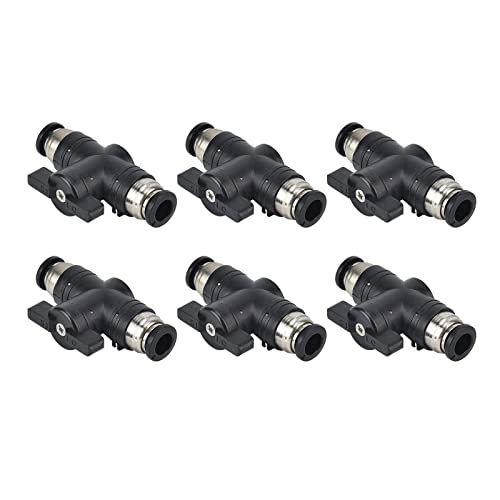Sporgo 6 Stück Pneumatik Steckverbinder 6 mm: Pneumatischer Kugelhahn zum Verbinden Steuern von Pneumatikschläuchen, Pneumatik Druckluft Absperrhahn Rundschnur für Gas Schnellkupplung von Sporgo