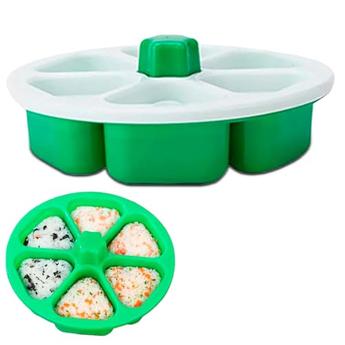 Sporgo Dreieckige Onigiri Form: 6 in1 Sushi Form Große Kapazität Onigiri Maker, Sushi Schimmel Onigiri Bento Maker, Onigiri Formen Set für Algenflocken, Algenblätter, frisches Gemüse von Sporgo