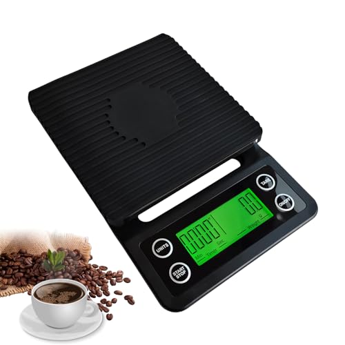 Sporgo Kaffeewaage mit Timer, Mini USB Wiederaufladbare Digital kaffeewaage, 0.1g/5kg Küchenwaage Lebensmittelwaage mit LED-Anzeige, Multifunktionale Coffee Scale für Barista, Auto off, Schwarz von Sporgo