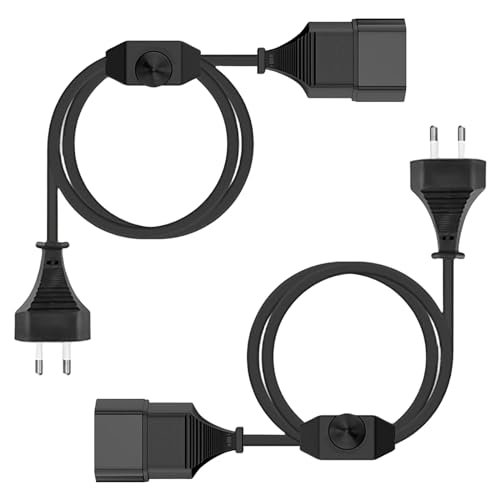 Sporgo LED Dimmer 2 Stück, 2 Meter Kabel Dimmer mit Schalter für Led Lampen 220-250V / 100W Max, Verlängerungskabel Dimmschalter Schnur mit Zwischenschalter EURO Stecker, Schwarz von Sporgo