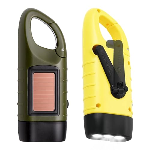 Sporgo LED Handkurbel Taschenlampe Wiederaufladbare: 2 Stück Solar Taschenlampe Dynamo Taschenlampen mit Karabinerhaken, Tragbar Mini Taschenlampe mit kurbel und Solarpanel für Camping Freien Sporgo LED Handkurbel Taschenlampe Wiederaufladbare: 2 Stück Solar Taschenlampe Dynamo Taschenlampen mit Karabinerhaken, Tragbar Mini Taschenlampe mit kurbel und Solarpanel für Camping Freien von Sporgo