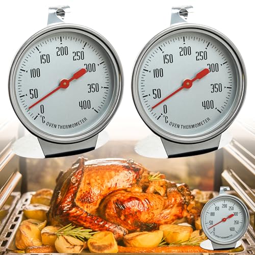 Sporgo Ofenthermometer 2 Stück: Edelstahl Backofen Thermometer 0°C bis 400°C Backofenthermometer Digital, Aufhängen und Hinstellen Backofen Ofenthermometer für Elektroherd Gasherd Kochen Backen von Sporgo