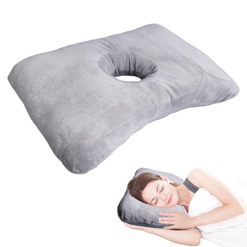 Sporgo Piercing Kissen mit Loch: Piercing Kissen für Ohr Gegen Ohrenschmerzen, Kissen Seitenschläfer, Ohrkissen Piercing Hole Pillows Sleepingring Für Seitenschläfer zur Schmerzlinderung im Ohr (Grau) von Sporgo