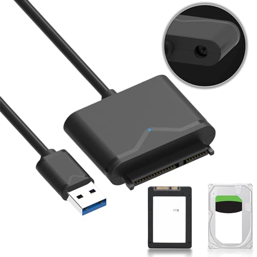 Sporgo SATA USB Adapter: USB 3.0 auf SATA III Festplattenadapter, SATA Optisches Laufwerk Adapter Kabel Auto-Sleep Mode für 2,5 Zoll / 3,5 Zoll HDD/SSD Festplatte, Unterstützt UASP, Schwarz von Sporgo
