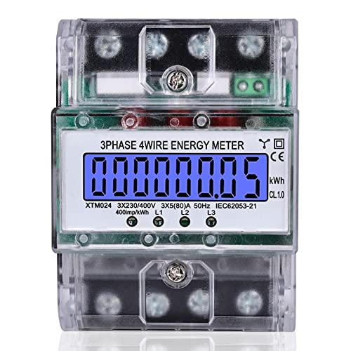 Sporgo Stromzähler Hutschiene, Digitaler Stromzähler 3-Phasen 4-Draht Hutschiene Drehstromzähler mit LC-Display, Geeicht Stromzähler 230v 400V 5-100A, für DIN Hutschiene Strom Geeicht Zwischenzähler Sporgo Stromzähler Hutschiene, Digitaler Stromzähler 3-Phasen 4-Draht Hutschiene Drehstromzähler mit LC-Display, Geeicht Stromzähler 230v 400V 5-100A, für DIN Hutschiene Strom Geeicht Zwischenzähler von Sporgo
