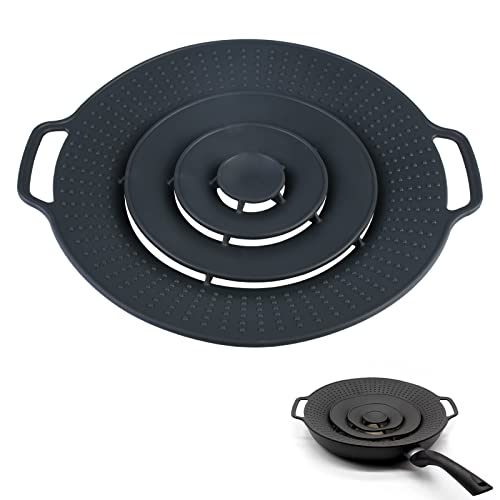 Sporgo Topfdeckel Spritzschutz Pfannen: Überkochschutz Pfannenspritzschutz Universal für Töpfe mit einer Größe von 29 cm, Pfannendeckel Universaldeckel aus Silikon BPA-freier (Schwarz) von Sporgo