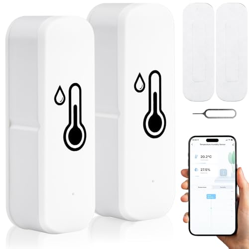 WiFi-Hygrometer Thermometer-Sensor: WiFi Drahtlos Thermometer Hygrometer, WLAN Feuchtigkeitssensor Temperatursensor mit Datenaufzeichnung & Benachrichtigungsalarm und Arbeit mit der Smart Tuya-App von Sporgo