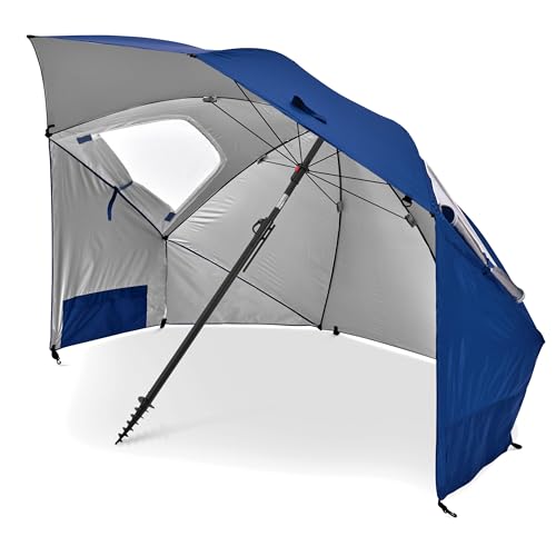 Sport-Brella Premiere Portable Sun Umbrella - Mehrzweck Gartenregenschirm, Einfaches Falten, 243 cm, 1 Stück, Ideal für Outdoor-Aktivitäten, Strand und Garten, UV-Schutz - Blau von Sport-Brella
