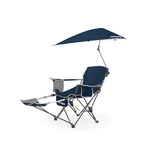 Sport-Brella Tragbarer Strandstuhl mit Kühlfach - Leichter Klappstuhl für Camping, 76 cm, 1 Stück, Ideal für Outdoor-Aktivitäten, Festivals und Entspannung am Wasser - UV-Schutz, Mitternachtsblau von Sport-Brella