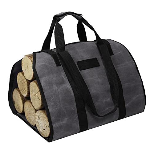 Sport Tent Brennholzkorb Groß Kaminholztasche Segeltuch Wasserdicht Holzkorb offen Dual Tragetasche für Holz Zeitungen Kaminholz Brennholz Log Gewachste Brennholztasche mit Griffe,Grau von Sport Tent