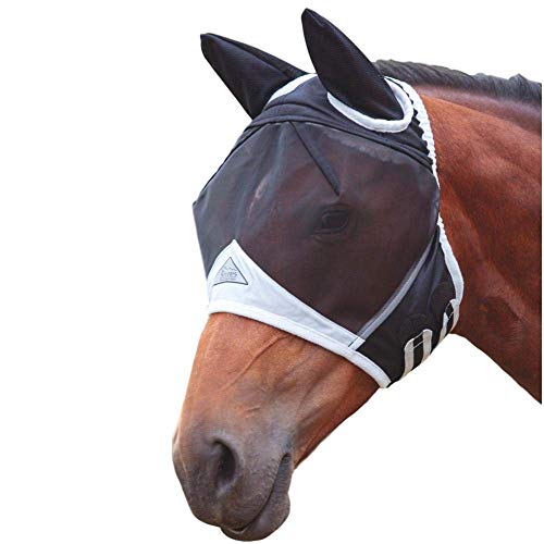 Sport Tent Fliegenmaske Pferd Mit Ohren Fliegende Maske Atmungsaktive Fliegenschutzmaske (Schwarz XL) von Sport Tent