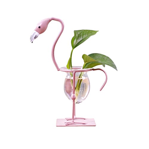 Sport Tent-Pflanzgefäß Flamingo Pflanzschalen Glas Vase mit Eisen Ständer Metallhalter für Hydrokulturen Home Office Hochzeit Desktop Dekorationen (A) von Sport Tent