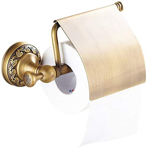 Sport Tent-Toilettenpapierhalter antik gebürstet Messing WC Papierhalter mit Deckel Toilettenpapierkorb Wandmontag Wandhalterung (Geschnitztes Muster) von Sport Tent